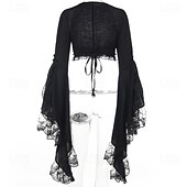 お買い得  トップス-ゴシック クロップトップ シュラッグトップ ベル 魔女 モーティシア・アダムス レース 仮装 女性用 ファンタジー ハロウィーン カーニバル 性能 パーティー 大人 上着