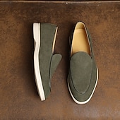 abordables Zapatillas sin cordones y mocasines de hombre-Mocasines sin cordones de ante color tostado para hombre: zapatos casuales livianos para uso diario en la oficina, para ir al trabajo y para el fin de semana.