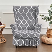 economico Rivestimento sedia wingback-Copripoltrona con schienale alto - copripoltrona in poliestere con stampa floreale/a righe/geometrica, elasticizzati, con fondo antiscivolo, adatti alla maggior parte delle poltrone