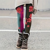economico -Per donna Pantaloni Leggings Leggings comodi Streetwear Casual Lunghezza intera Vita Alta Floreale Elastico in vita Stampato Traspirabilità Confortevole Elasticizzato Vacanza Streetwear Abbigliamento