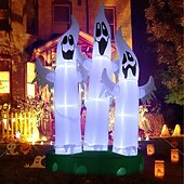 olcso Halloween szabadtéren-1 db 3 m/10 láb halloweeni háromfejű szellem lámpával felfújható légmodell beltéri és kültéri udvari gyep party hangulat dekorációs fények us/eu/uk/au csatlakozó