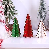 זול דמויות לאספנים-3 יחידות קישוטי שולחן מעץ לעץ חג המולד, קישוטי עץ כפריים, קישוטי שולחן לחג ומתנות מותאמות אישית לפסטיבל