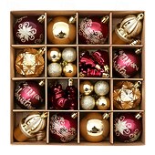 ieftine Ornamente-42 de globuri de Crăciun pentru brad, ornamente de Crăciun de 6 cm / 2,36 inch, set de globuri vopsite în vișiniu și auriu pentru agățat în brad