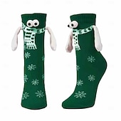 abordables calcetines caseros-Calcetines magnéticos navideños de edición invernal, medias navideñas rojas con diseño de bufanda, calcetines decorativos magnéticos con forma de ojo grande para sujetar las manos, decoración festiva de Navidad y Halloween.