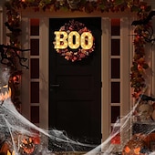 billige Dekorative lys-Halloween-dekorasjoner innendørs - 3 LED-telt med lysende bokstaver, svart boo-skilt, halloween-bokstavlys til hjemmet, innendørs kjøkken, peis, festbord, dekorutstyr
