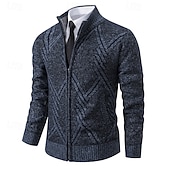 preiswerte Herren Strickjacke-Herren Pullover Kleid Pullover Strickjacke Reißverschluss-Pullover Strickpullover Gerippt Stricken Normale Oberteile Gestrickt Gerippt Einfach Rollkragen Mode Schals Formell Geschäft Bekleidung