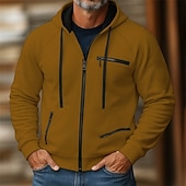 economico Felpa con cappuccio in pile-Per uomo Felpa con cappuccio Felpa con cappuccio a zip intera Felpa con cappuccio in pile Rosso bordeaux Nero Bianco Cammello Grigio Con Cappuccio Semplice Patchwork Blocco di colore Sport &amp; Outdoor