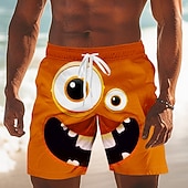 abordables Retro Vintage &amp; Ética-Hombre Dibujo 3D Cara de la sonrisa Ojos grandes Boxers de Natación Pantalones de Natación Pantalones de Surf Media cintura Gracioso Exterior Vacaciones Uso Diario Bolsillos laterales Forro de malla