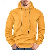 abordables Sudadera con capucha de vellón-Hombre Sudadera Sudadera Con Capucha Sudadera con capucha de lana Sudadera con capucha forrada de polar Negro Blanco Amarillo Azul Marino Café Con Capucha Plano Con Texturas Deporte Casual Diario