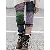 preiswerte -Damen Hosen Hose Leggings Gemütliche Leggings Streetwear Lässig Volle Länge Hohe Taille Gestreift Elastischer Bund Druck Atmungsaktivität Bequem Dehnbar Urlaub Straße Alltagskleidung Schwarzgrau