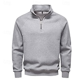 ieftine Hanorac din lână-Bărbați Hanorca Catifea Hanorac din fleece Hanorac cu glugă Trage pe dreapta Caisă Negru Verde Militar Bleumarin Gri Guler în picioare Simplu Texturat Sporturi &amp; Exterior Casual Zilnic Șic Strad