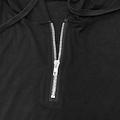 cheap Basic T shirts-Men's Quarter Zip Tee Tee Top Long Sleeve Shirt Long Sleeve Hooded Summer Fall Patchwork Daily Casual Street Style Zipper Outdoor Street Causal Black Navy Blue khaki Top Tee for Men