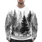 preiswerte 3D Muster-Herren Baum 3D-Druck Pullover Lässig Langarm Rundhalsausschnitt Weiß Blau Rundhalsausschnitt 3D Grafik Ganzjahres Designer
