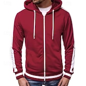 preiswerte Basic-Hoodies für Herren-Herren Kapuzensweatshirt Vollreißverschluss-Kapuzensweatshirt Weinrot Schwarz Königsblau Hellgrau Dunkelgray Mit Kapuze Einfach Patchwork Farbblock Sport &amp; Outdoor Lässig Täglich Streetwear Cool