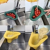 cheap Kitchen Utensils &amp; Gadgets-3pcs Kitchen Sink Drain Basket Swan Drain Rack, Triangular Corner Sink Strainer, Saddle Design Hanging Filter Basket for Fruits, Vegetables, and Food Waste, No Drilling Required