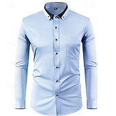 economico camicie da uomo no stiro-Per uomo Camicia Camicia elegante Camicia button-down Camicia non stiro Semplice Formale Matrimonio Nero Bianco Vino Blu marino Manica Lunga Collo ripiegato Estate Primavera Abbigliamento diamante