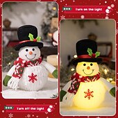 abordables Lumières de Noël-Figurine en peluche de bonhomme de neige de Noël illuminée, décoration de fenêtre de table à LED pour la décoration intérieure des vacances, accent de fête de cuisine à domicile de Noël d&#039;hiver