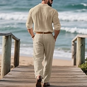 economico T-shirt set da uomo-Per uomo Set di biancheria Completi T-shirt Completi camicia e pantaloni Outfit 2 pezzi Manica Lunga Bavero Primavera Autunno Semplice Moda Casual 2 Pezzi Vacanza Abbigliamento quotidiano Uscire Nero