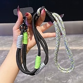 baratos Cordões de telefone e pulseiras-Nova corda longa, elegante e versátil para pendurar telefone, corda diagonal colorida com emenda dupla de dopamina, corda longa de emenda transversal