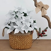 billiga Kransar, Girlander &amp; Swags-4 st konstgjorda julstjärnor – realistisk bukett för bröllop, veranda, trädgård, inomhus &amp;utomhussemester och heminredning