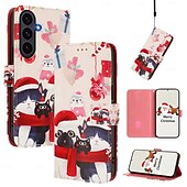abordables Carcasas iPhone-teléfono Funda Para iPhone 17 Pro Max 17 Air 16 15 14 Pro Max Plus 16e 13 Mini Funda Trasera con correa de muñeca Caballete Ranura para tarjetas Navidad TPU Cuero de PU