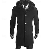 preiswerte Herren-Blazer &amp; -Anzüge-Herren Parka Trenchcoat Urlaub Täglich Herbst Winter Polyester Winddicht Oberbekleidung Bekleidung Mode Klassisch Einfach Tasche Mit Kapuze Reisverschluss