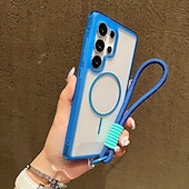 お買い得  サムスン用ケース-電話 ケース 用途 サムスンのギャラクシー S25 Ultra Plus S25エッジ S24 Plus バックカバー ストラップ付き ワイヤレス充電をサポート 耐衝撃 レトロ風 TPU アクリル