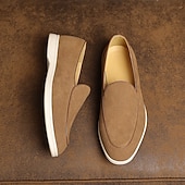 abordables Zapatillas sin cordones y mocasines de hombre-Mocasines sin cordones de ante color tostado para hombre: zapatos casuales livianos para uso diario en la oficina, para ir al trabajo y para el fin de semana.