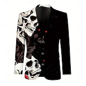 abordables Blazers Impresos para Hombres-Abrigo blazer masculino para fiestas casual festival contemporáneo diario todas las estaciones 100% poliéster calaveras geniales rosa 3D Print botones térmico cálido cómodo blazer de un solo botón