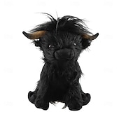 رخيصةأون التماثيل-لعبة محاكاة بقرة المرتفعات المحشوة الناعمة لعبة حيوانية واقعية بقرة المرتفعات كاواي هدية للأطفال للأولاد والبنات هدية عيد ميلاد