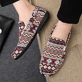economico Mocassini casual-mocassini da uomo in jacquard multicolore con motivo a zigzag – scarpe casual slip-on alla moda per feste, vacanze e resort estivi