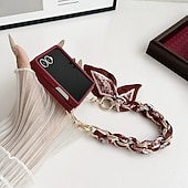 voordelige Samsung-hoesje-telefoon hoesje Voor Samsung Galaxy Z Flip 7 Z-flip 6 Z Flip 5 Z Flip 4 Achterkant met draagkoord Schokbestendig Bloem Bloemen PC