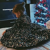 preiswerte Halloweenkostüme für Mädchen-Kinder Mädchen Partykleid Einfarbig Langarm Leistung Netz Prinzessin Süß Netzstoff Knöchellang Etui-Kleid Tüllkleid Sommer Frühling Herbst Kinder Schwarz Weiß Wein