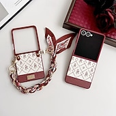 voordelige Samsung-hoesje-telefoon hoesje Voor Samsung Galaxy Z Flip 7 Z-flip 6 Z Flip 5 Z Flip 4 Achterkant met draagkoord Schokbestendig Bloem Bloemen PC