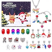 cheap Advent Calendar-Christmas Advent Calendar Bracelets 2025 for Girls, 24 Days DIY Jewelry Making Kit with 22 Charm Beads and 2 Adjustable Bracelets, Xmas Countdown Gift for Kids Teens Women