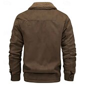 economico Giacche in Suede Sintetico-Per uomo Giacca in finta pelle scamosciata Giacca Sherpa Giacca in Camoscio Marrone Casuale Quotidiano Calore Termico Tasca Autunno Inverno Attivo Vintage Regolare Nero Caffè Grigio Giacca