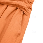 baratos Retrô-Homens Calças de linho Calças Calça verão Com Cordão Cintura elástica Perna larga Tecido Conforto Respirável Comprimento total Casual Diário Feriado Férias Moda Abóbora Branco Sem Elasticidade