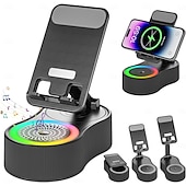 baratos Luzes decorativas-Suporte para celular com alto-falante bluetooth sem fio, alto-falante de indução com som surround hd para casa e exterior, compatível com iphone/ipad/samsung galaxy