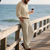 economico T-shirt set da uomo-Per uomo Set di biancheria Completi T-shirt Completi camicia e pantaloni Outfit 2 pezzi Manica Lunga Bavero Primavera Autunno Semplice Moda Casual 2 Pezzi Vacanza Abbigliamento quotidiano Uscire Nero