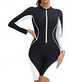 abordables Lycra de surf-Femmes Maillot de bain Maillot Anti UV Protection Solaire UV UPF50+ manche longue Maillot de Bain Zip Up Natation Surf Patchwork Été Printemps Automne