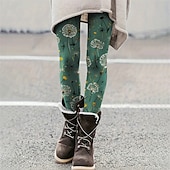 baratos -Mulheres Calças Leggings Leggings aconchegantes Roupa de rua Casual Comprimento total Cintura Alta dandelion Cintura elástica Imprimir Respirabilidade Confortável Com Stretch Férias Rua Roupa Diária