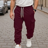 economico Carico-Per uomo Pantaloni da Tuta Cargo Pantaloni da tuta Pantaloni in Pile Joggers Pantaloni Coulisse Elastico in vita Multi-tasche Semplice Traspirante Lunghezza intera Casuale Quotidiano All'aperto Moda