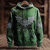 levne Halloween mikiny a svetry-Halloween Pánské 3D Netopýr Mikina Punk Přehnaný Dlouhý rukáv Tričkový Klub Streetwear Fialová Oranžová Šňůrky 3D tisk Podzim Zima Návrhář
