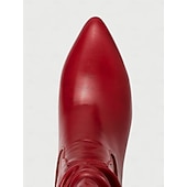 abordables Bottes souples-Bottines souples rouges pour femmes avec tige froncée douce, talon bas, chaussures de style urbain chic pour femmes, parfaites pour les tenues décontractées et urbaines de tous les jours