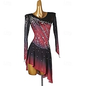 voordelige Schaatsjurken-Kunstschaatsjurk Dames Voor meisjes Schaatsen Jurken Zwart / rood Lapwerk Open achterkant Netstof Spandex Hoge Elasticiteit Opleiding Oefenen Professioneel Kunstschaatskleding Klassiek Kristal