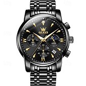 economico Orologi al quarzo-il nuovo orologio da lavoro con bracciale in acciaio inossidabile olevs con calendario luminoso, piccolo orologio al quarzo multifunzionale da 24 ore, tre lancette, orologio da polso sportivo da uomo