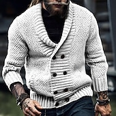 Муж. Кардиган Укороченный свитер Вязаный свитер Рельефный узор Вязать Обычные топы Карман Пуговицы Полотняное плетение Воротник шалевого типа Мода Классика Отпуск На каждый день Одежда Осень Зима Недорогие кардиган мужской свитер-Муж. Кардиган Укороченный свитер Вязаный свитер Рельефный узор Вязать Обычные топы Карман Пуговицы Полотняное плетение Воротник шалевого типа Мода Классика Отпуск На каждый день Одежда Осень Зима
