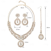 abordables Parures de Bijoux-Parure de bijoux 3 Or Strass Chrome Boucles d&#039;oreilles Collier Femmes Élégant ancien Mode Le style rétro Classique Parure de Bijoux Pour Mariage Soirée robe demoiselle d honneur