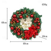 baratos Coroas, Grinaldas &amp; Guirlandas-Guirlanda de floco de neve de Natal para pendurar na porta, guirlanda festiva de feriado com bolas de Natal, vitrine de vime, decoração de Natal sazonal perfeita para festa em casa