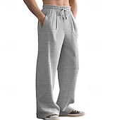 お買い得  スウェットパンツ-男性用 スウェットパンツ ズボン バギーパンツ ニットパンツ オープンボトムスウェットパンツ ドローストリング 弾性ウエスト 平織り 吸汗性 高通気性 全長 アウトドア カジュアル 日常 ファッション ストリートファッション ブラック グリーン 伸縮性あり